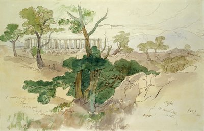 Tempel in Bassae, 1849 von Edward Lear